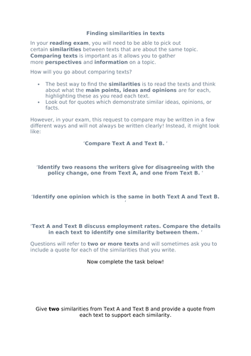 Finding Similarities within texts