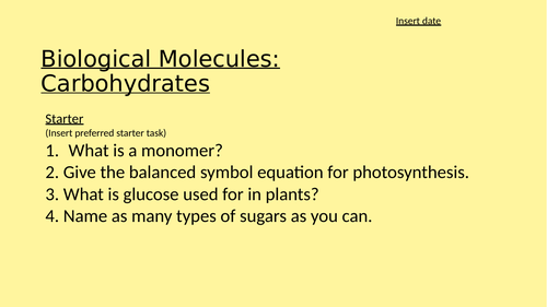 OCR ALevel Biology Lesson: Carbohydrates