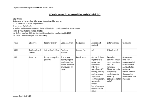 Employability and digital skills micro teach session