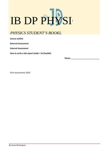 IB DP Physics Student's Booklet - first exams 2025