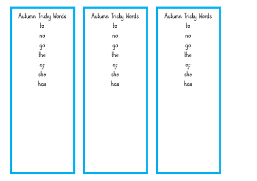 Little Wandle Tricky Word Bookmarks - Reception