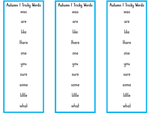 Little Wandle Tricky Word Bookmarks - Year 1