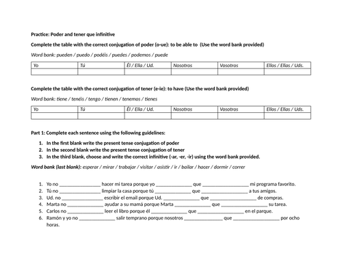Practice: Poder and tener que infinitive