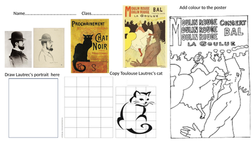 Toulouse Lautrec worksheet