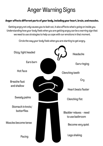 Anger Warning Signs Worksheet