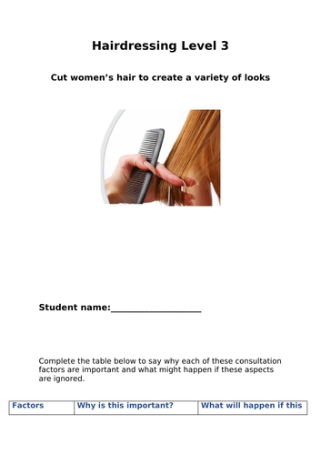 Hairdressing workbooks