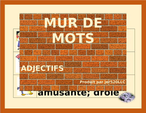 Adjectifs (French Adjectives) Word Wall