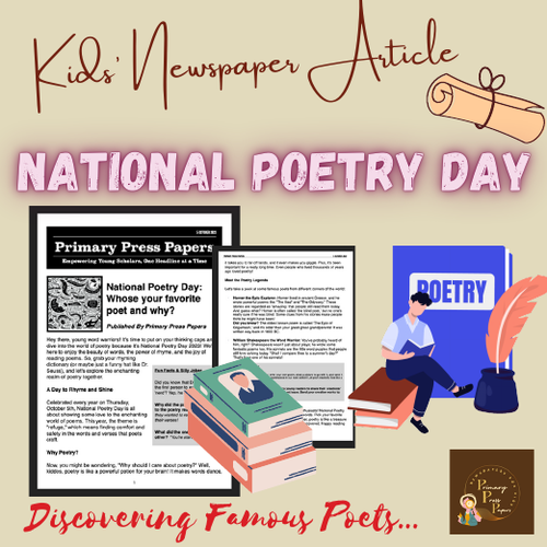 National Poetry Day ~ Discovering Famous Poets with Reading and Writing Activity