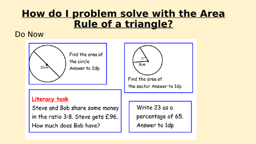 Area of a Triangle Sine Rule 0.5absinC