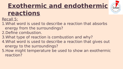 KS4 - Exothermic and endothermic reactions lesson