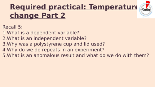 KS4 - Required practical temperature lesson (part 2)