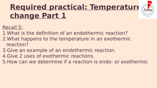 KS4 - Required practical temperature change lesson (part 1)