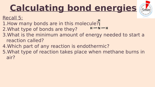 KS4 - Calculating bond energies lesson