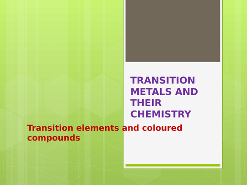 transition metals and their chemistry