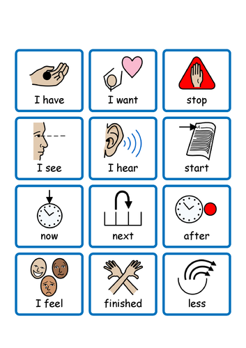 Communication lanyard signs with Widgit Symbols