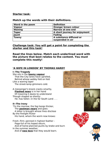 Eduqas poetry worksheets