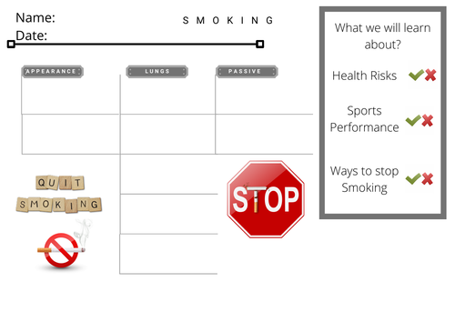 Keeping Active and Healthy SP12 Smoking Lessons 1 + 2 PPT and Worksheets