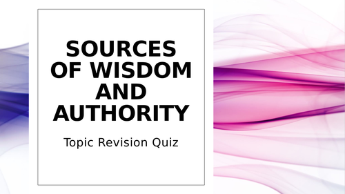 Edexcel RE Sources and Wisdom and Authority Topic Quiz