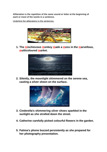 Alliteration worksheet