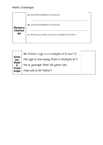 Year 5 Multiples lesson