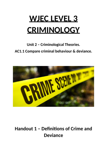 WJEC Criminology - Unit 2 - AC1.1 Booklet