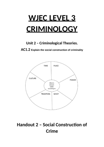 WJEC Criminology - Unit 2 - AC1.2 Booklet