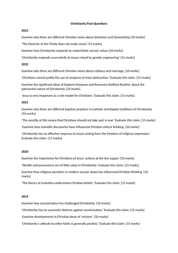 Christianity and Philosophy Dialogues past questions 2018-2023