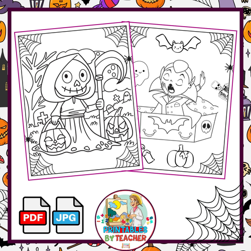 Halloween Coloring Pages Activity | October coloring sheets- fall Worksheets k-2