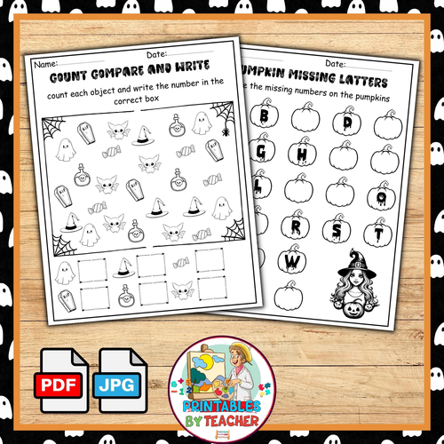 Halloween freebies | October free alphabet worksheets | trace count write k-2