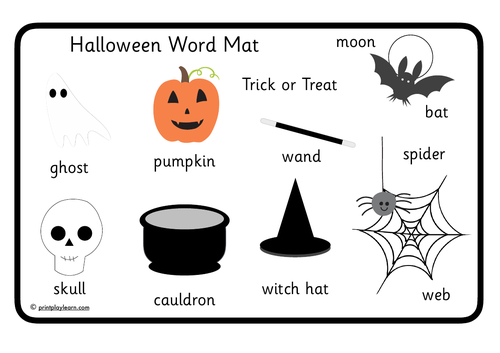 Halloween Word Mat for Children (EYFS)
