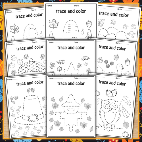 thanksgiving freebies | Autumn tracing - coloring worksheets | fall activities