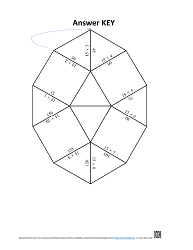Table of 15 Tarsia Puzzles Games Activity