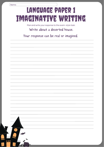 Deserted House Imaginative Writing Worksheet - Edexcel English Language Paper 1
