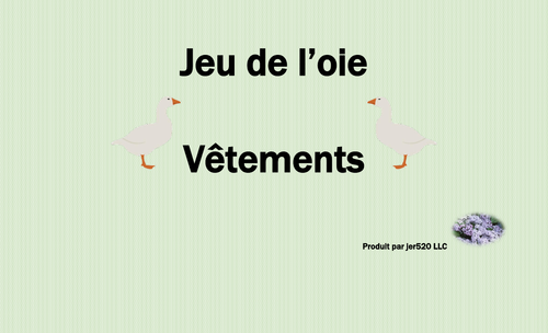 Vêtements (Clothing in French) Jeu de l'oie