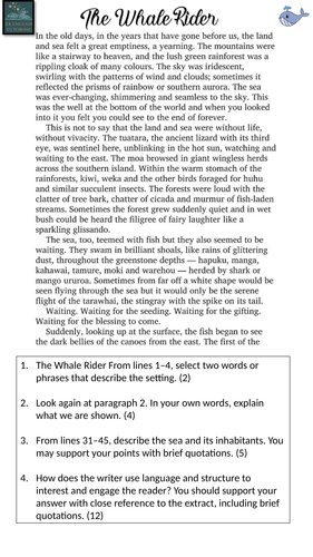 The Whale Rider IGCSE reading questions