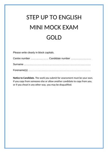 AQA Step up to English Gold mock paper