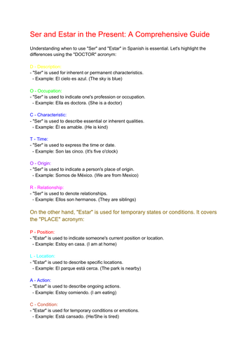 SER VS ESTAR