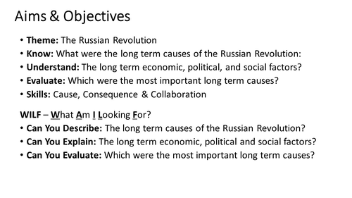 Market Place Activity: What were the long term causes of the Russian Revolution in 1917?