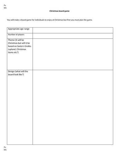 R034 Creative activity - create a board game