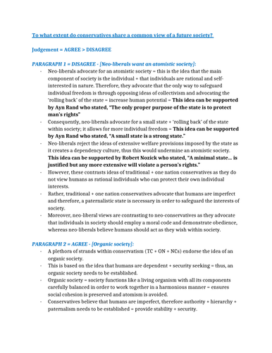 CORE IDEOLOGIES ESSAY PLANS FOR POLITICS EDEXCEL