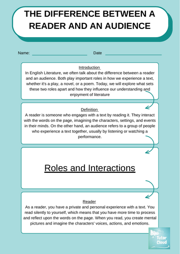 The Difference between a Reader and an Audience Worksheet