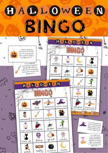 Halloween Bingo Game | Printable Halloween Activity | Fall Classroom Game