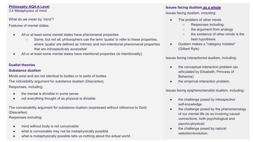 1. Mental states, Substance Dualism and Dualism responses 5/12 mark answers.