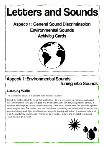 Letters and Sounds- Aspect 1- Environmental Sounds Activity Cards