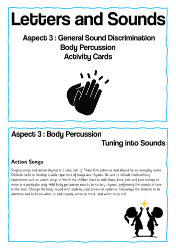 Letters and Sounds- Aspect 3- Body Percussion Activity Cards
