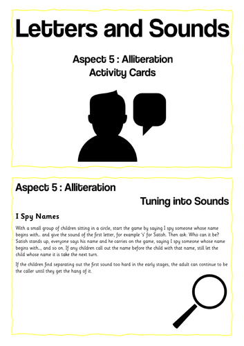 Letters and Sounds- Aspect 5- Alliteration Activity Cards