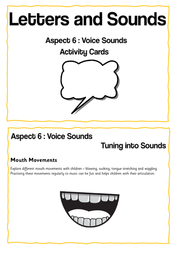 Letters and Sounds- Aspect 6- Voice Sounds Activity Cards