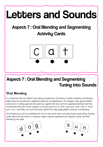 Letters and Sounds- Aspect 7- Oral Blending and Segmenting Activity Cards
