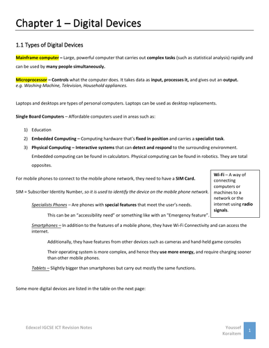 ICT Chapter 1 – Digital Devices