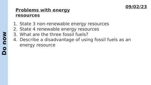 Problems with energy resources